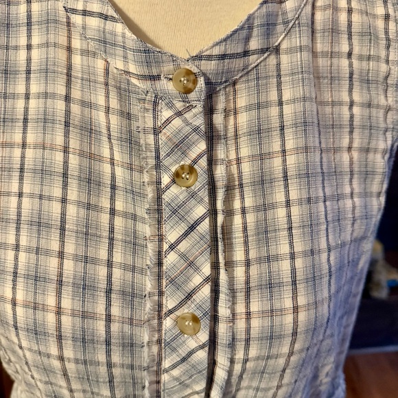 Hem & Thread Checkered Blue and White Mini Dress 💯 Cotton - Picture 4 of 11